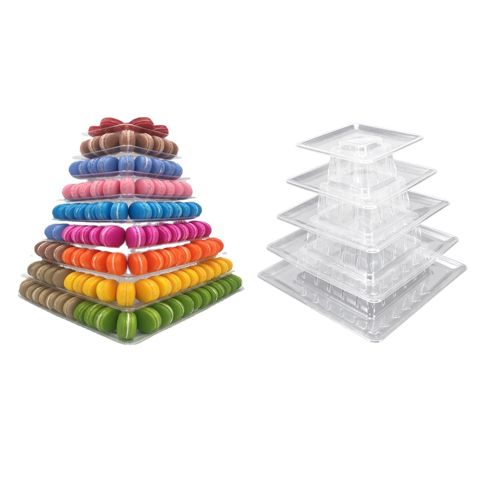 PANGBOER Présentoir à macarons carré à 5/9 niveaux pour gâteaux, fêtes, mariages, gâteaux