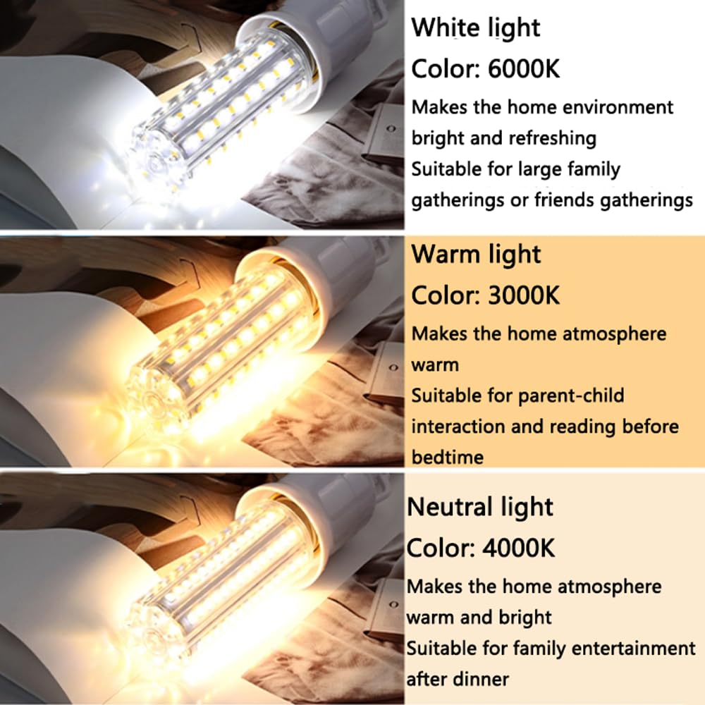 Paquete de 2/10 Bombillas LED de maíz E27, 24 W LED 2400 LM Blanco cálido 3000 K Bombillas LED de araña, protección Ocular LED Bombilla de maíz de Ahorro de energía para iluminación del hogar