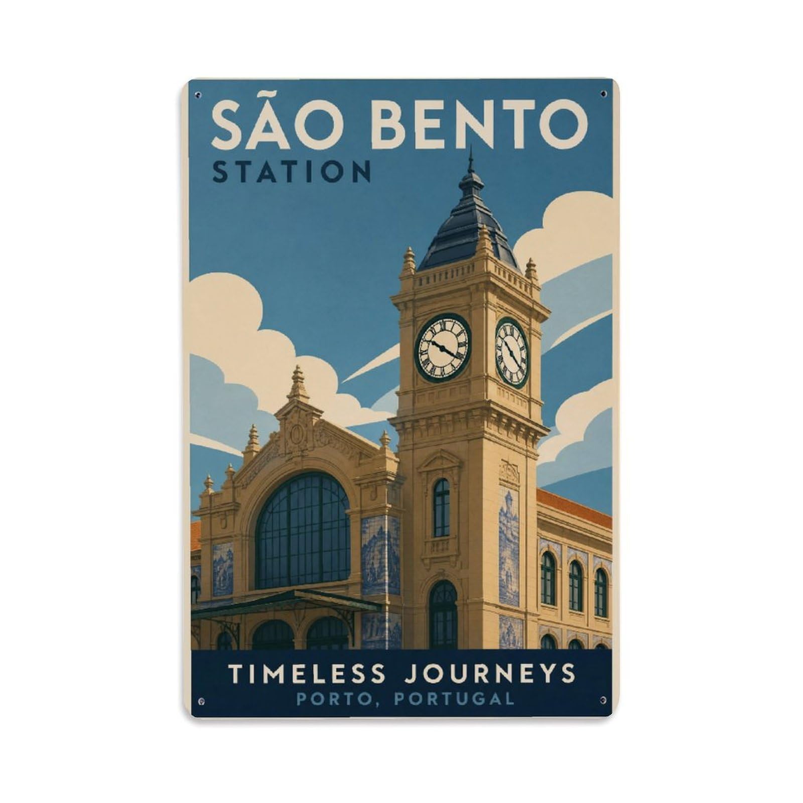 Metal Tin Sign Portugal Vintage Travel Sao Bento
