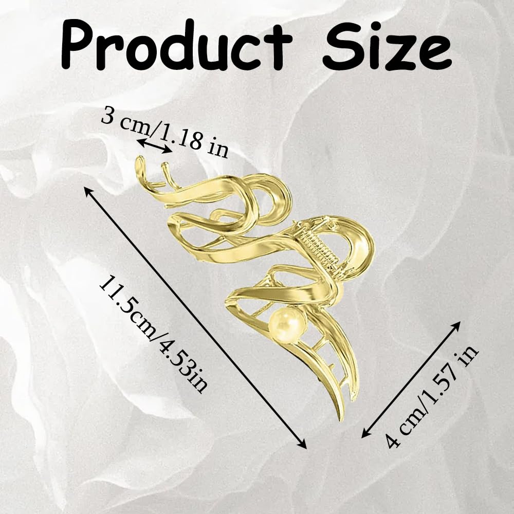2 PCS Large Hair Clips Non-slip Claw Clips Metal Pearl Hair Grips Silver Gold Strong Hold Hair Accessories for Women Girls - Image 2
