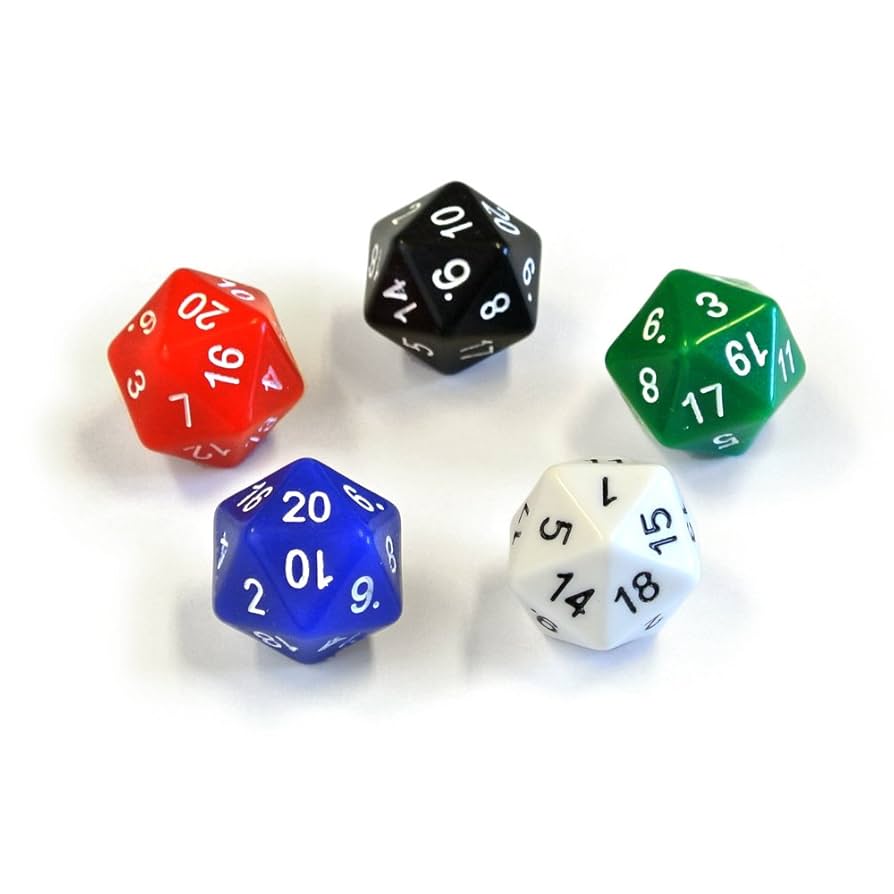 Amazon | Set of Numerically-Balanced 20-sided Dice in Five