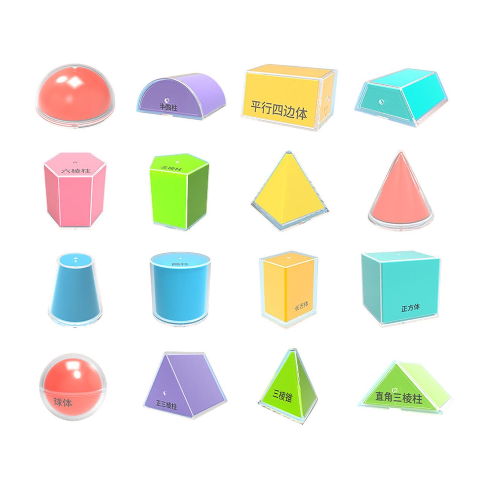 TWTCZOZ 16 Pieces 3D Geometric Shapes Blocks Manipulatives Toy Cylinder Cone 3D Shape