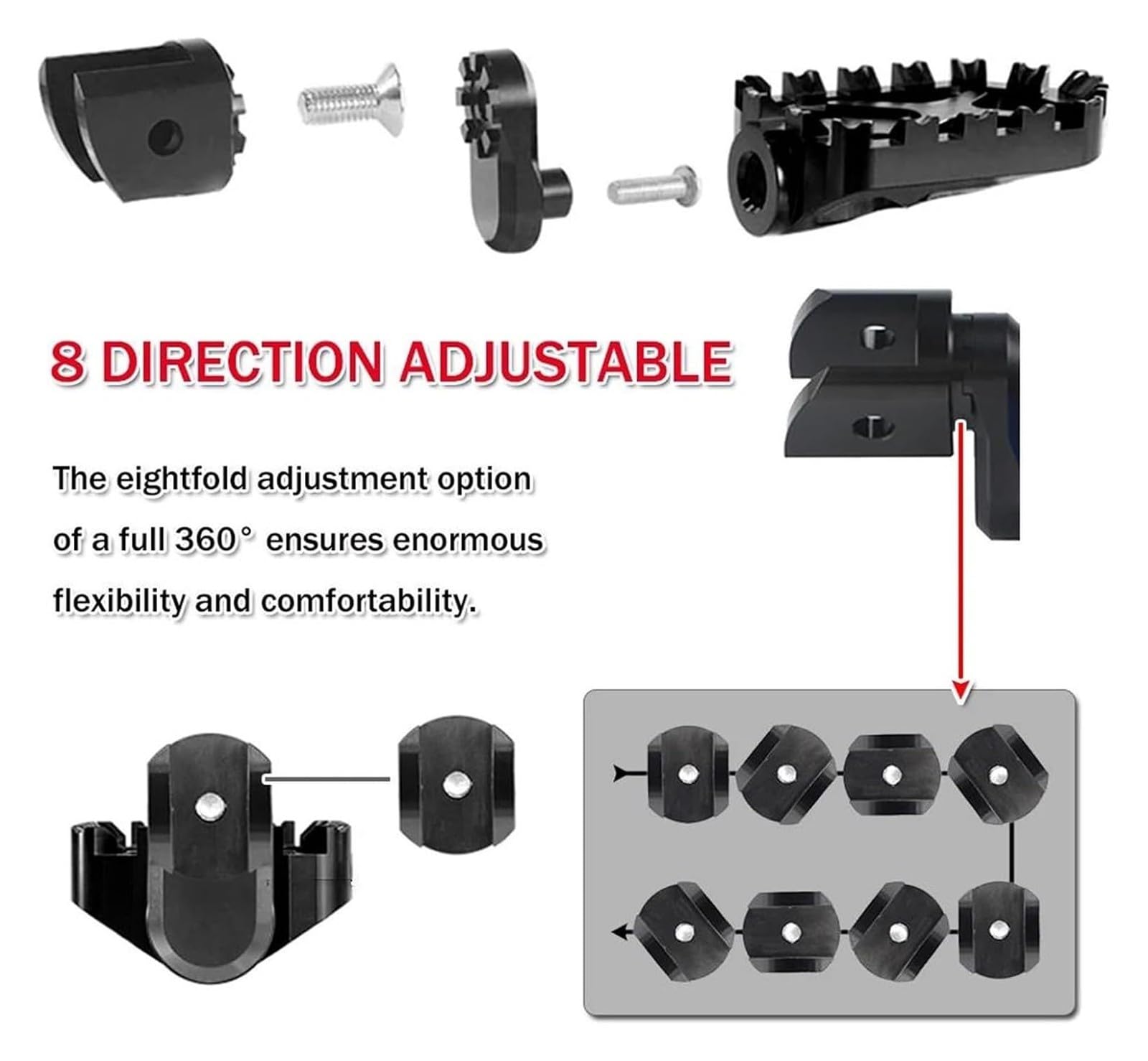 DS900X Aluminum Billet Motorcycle Footrests with Rubber Cover Pegs, 900DSX