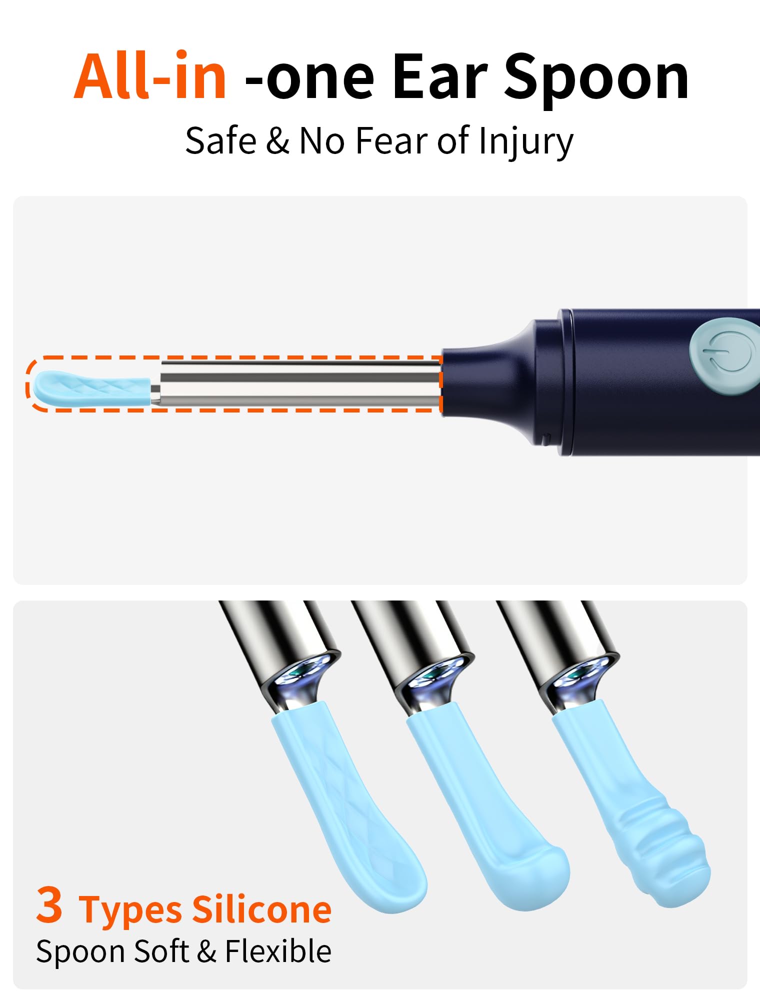Otoscopio Limpiador Oidos, 3.5mm WiFi Endoscopio de Oído con 1080P Cámara y 6 LED, Limpieza de Oídos con 6 Puntas de Silicona suave y Kit Completo de 7 Piezas, Compatible con iOS y Android IP67