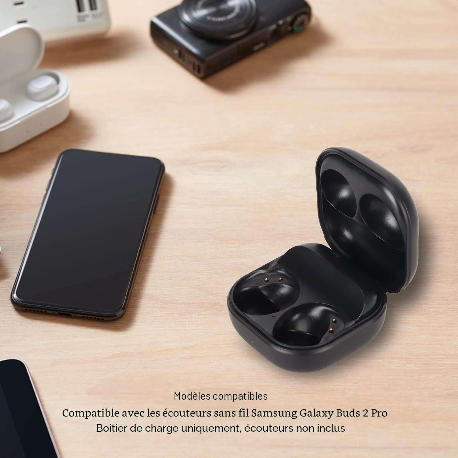 Compatible avec Le Boîtier de Chargement Buds 2 Pro, Boîtier de Chargeur 700 MAh avec Boutons de Synchronisation D'appairage Bluetooth, Prise en Charge du Chargement sans