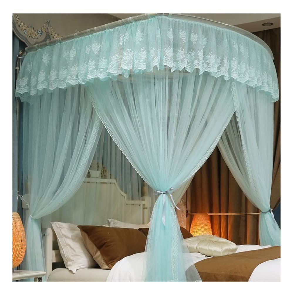 GJMSSMY Summer bed canopy mosquito net, romantic bed curtain suitable for single and double beds, with U-shaped support, 150cm/180cm/200cm (Color : Green, Size : 180X200CM)