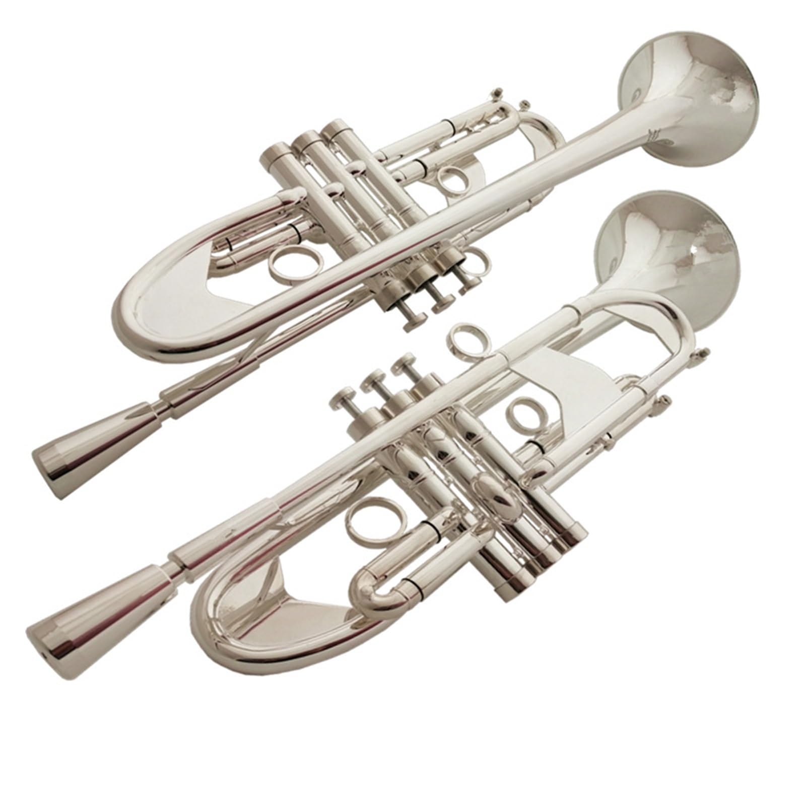 trompeta estándar Instrumento de trompeta en si bemol para principiantes para aprender trompeta ponderada plateada para tocar en banda de adultos