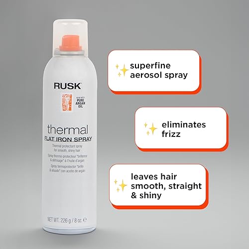 Miniatura 2 de RUSK Designer Collection - Spray térmico de hierro plano con aceite de argán, 8.8 onzas líquidas, espray de peinado microfino protector térmico,
