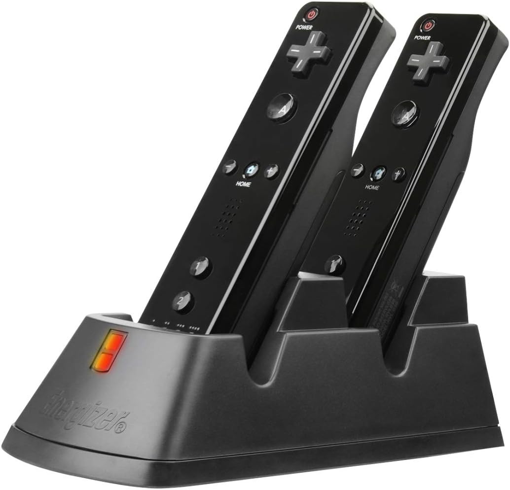 PDP Gaming Energizer Dual Wii Controller Charging System, Rechargeable Battery Packs: Black - Wii, Wii U