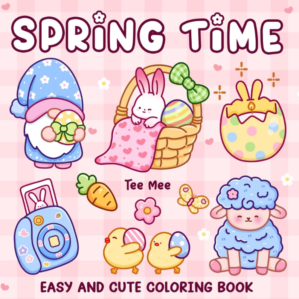 Spring Time: Bold and Easy Coloring Book for Teens and Adults with Cute Animals, Plants, and Flowers Corners for Relaxing Moments