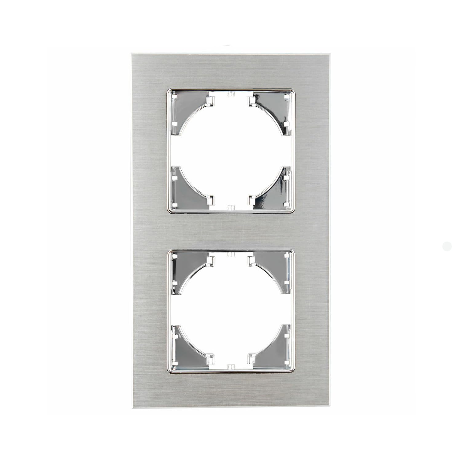 Cadre à encastrer horizontal argent en aluminium plaque double pour double prise et interrupteur