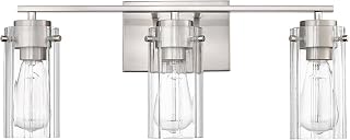 ML Lighting | Serena Collection | 10303-BN | 3 Light Vanity in Brushed Nickel Finish with Clear Ribbed Glass Shade | Versatile Design That adds High-End Texture and Elegance to Your Bathroom