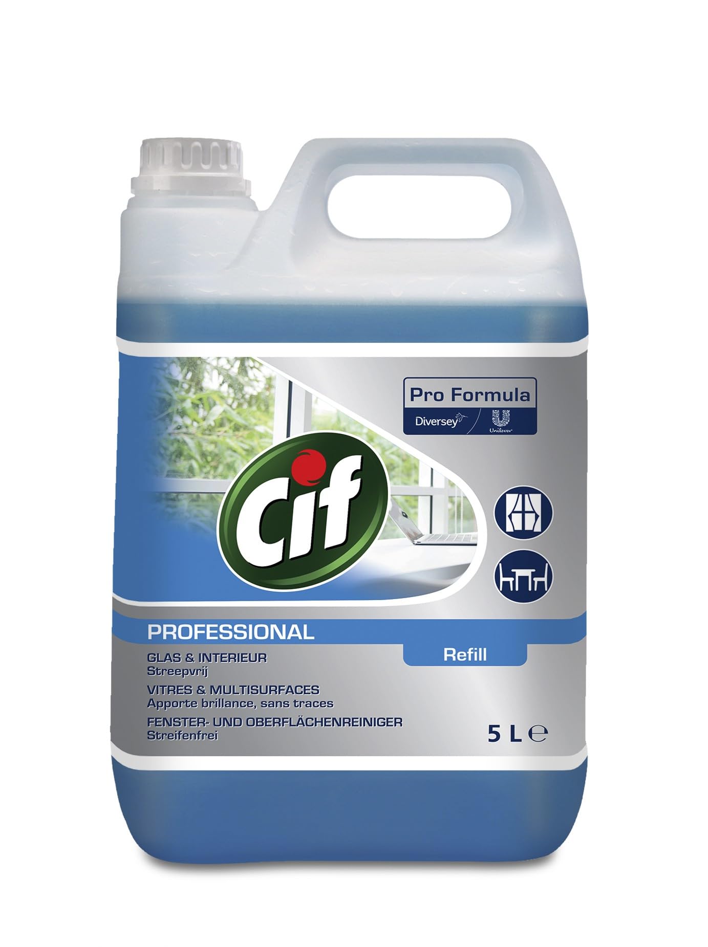 Cif Pro Formula Lot de 2 bidons de nettoyant pour vitres 5 l