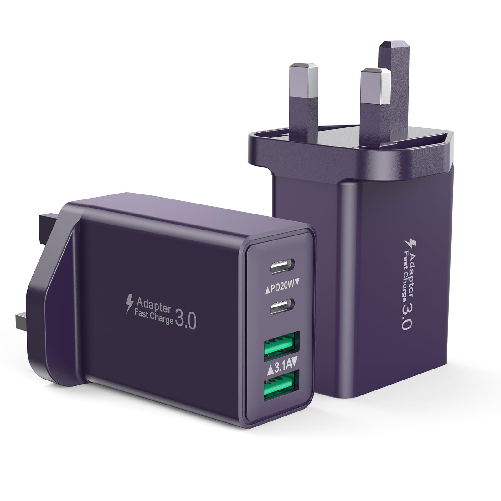 USB C Plug Fast Charge, 40W Multi USB Plug UK Fast Charger Plug 4-Port Dual Port 20W USBC Power Adapter+QC Wall Charger Head Type C Charging Plug for iPhone 17 16 15 14 13 12 11 Pro Max,iPad,Samsung — view 14