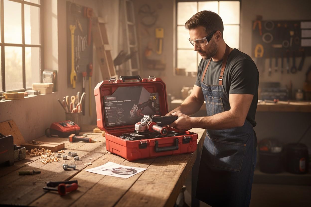 Parkside - Smerigliatrice angolare senza fili, Parkside Performance X20V PWSAP 20, senza spazzole/brushless, senza batteria, senza caricabatterie, con valigetta per il trasporto