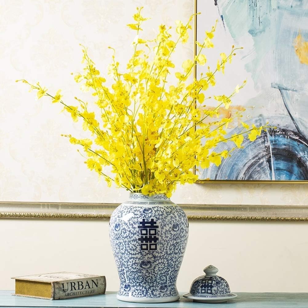 Vasi in porcellana Vaso in ceramica Porcellana orientale Doppia Felicità Tempio Jar Vaso di zenzero Porcellana cinese con coperchio finale China Ming Style Antique Decorative Artwork Dec
