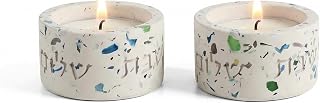 Suri Shabbat Candle Holder – Compact Shabbat Candlesticks for Jewish Home & Holiday Lighting, Stylish Metal Design, Decorative Candle Holders by Suri (Turquoise)