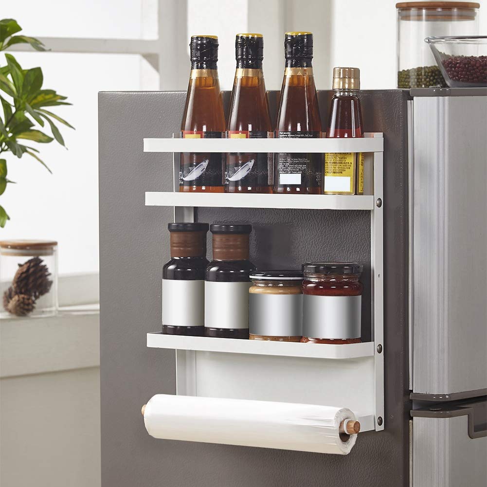Almacenamiento Para Colgar En El Refrigerador, Especiero Magnético Para Refrigerador, Estante Para Refrigerador Plegable Multifuncional Para El Hogar, Organizadores Para Refrigerador (blanco)