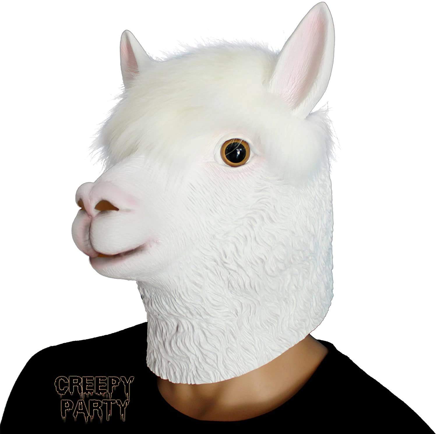 CreepyParty Festa in Costume di Halloween Maschera in Lattice a Testa di Animale Alpaca Maschera di Carnevale