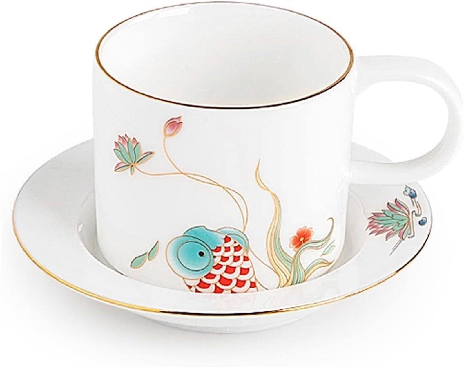 Keramik-Kaffeetasse, Haushalt, Milchtasse, Frühstück, Haferflocken, exquisite Trinkbecher, Untertasse, Set, 153 ml, weiße Tassen (1,1)