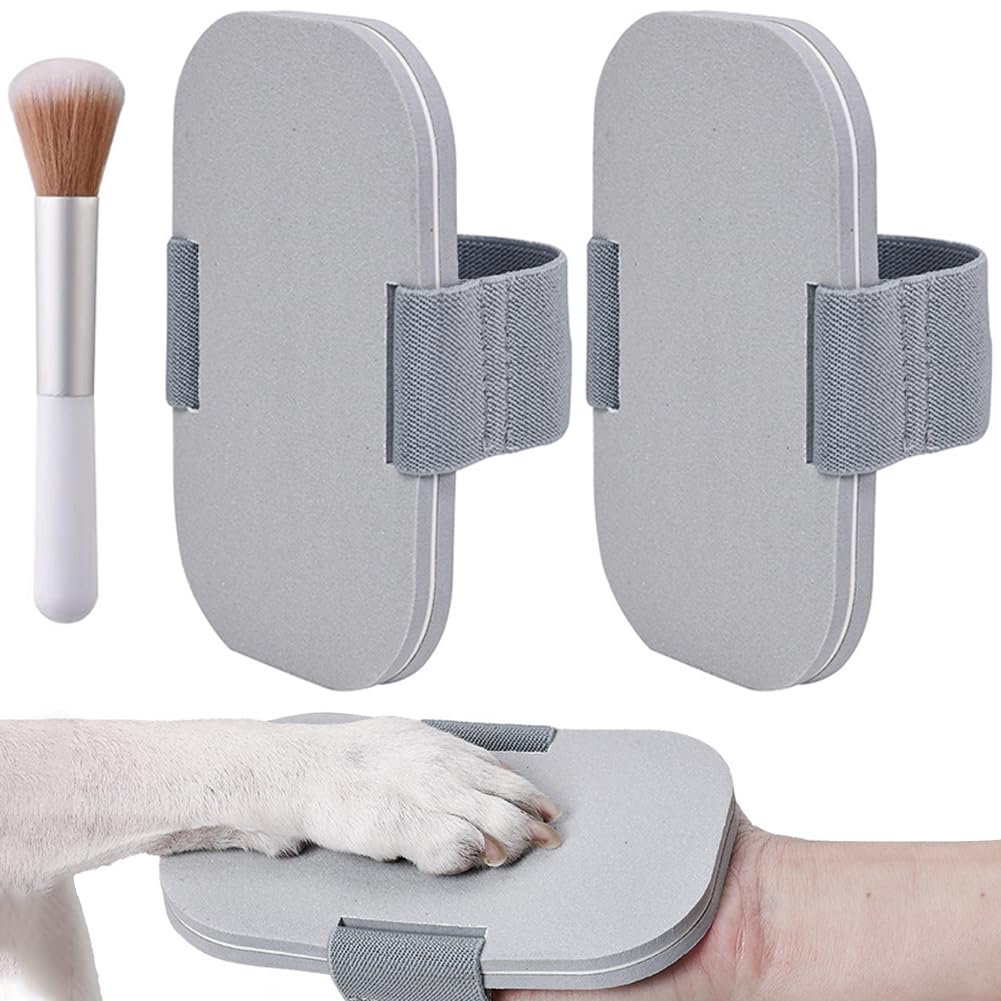 WAYUTO 2Set Dog Nail Scratch Boards and Cleaning Brush Anxiety-Free Nail File for Dogs Large Scratching Pad Handheld Board for Nails Soft Pet Brush Pet Claw Care Tools