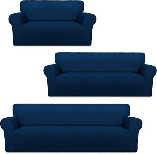 PureFit Loveaset - Funda para sofá de gran tamaño, forro polar, color azul marino