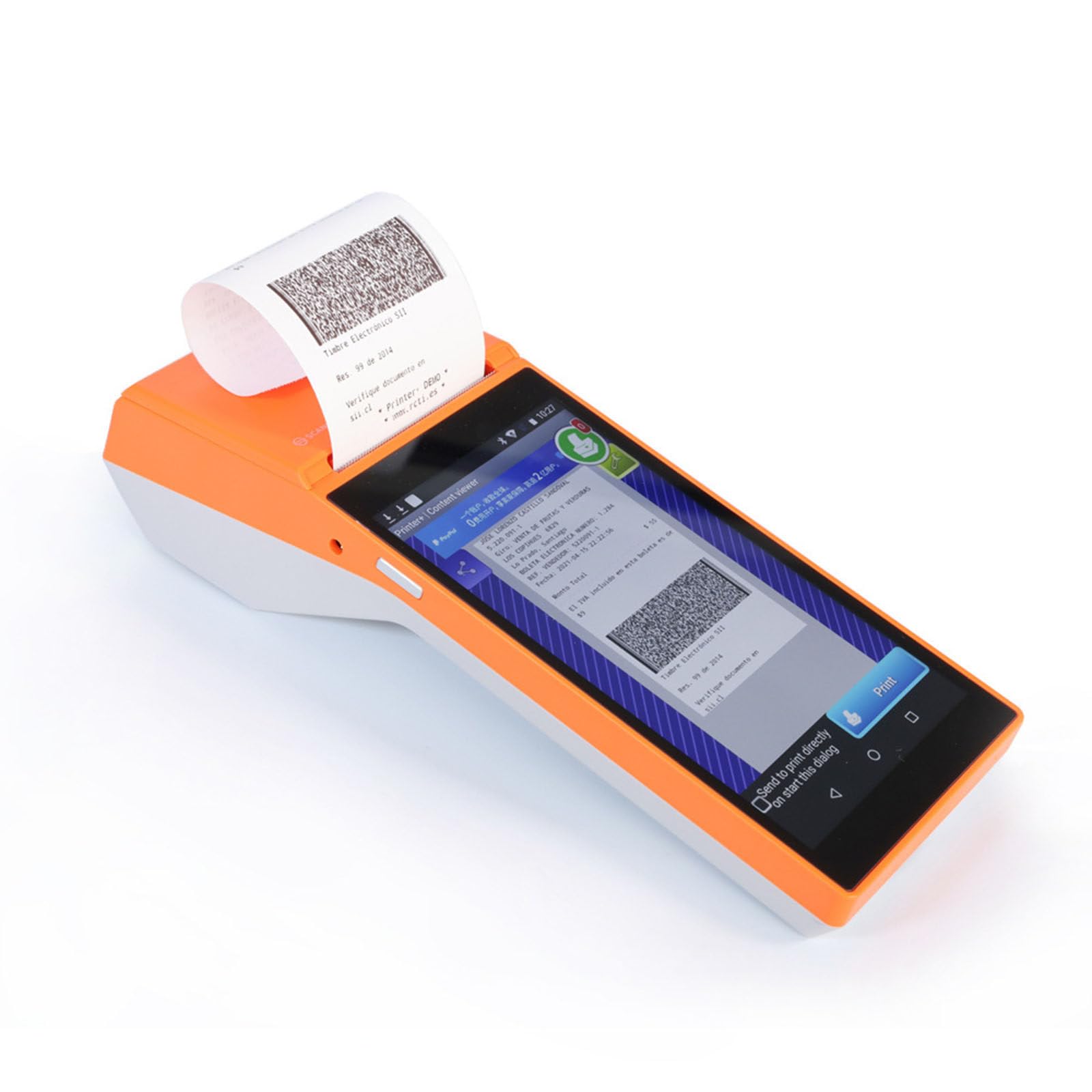 Registratore di Cassa Mobile PDA Android POS Terminale Stampante per ricevute Portatile Bluetooth WiFi 3G/4G Raccoglitore Dati Portatile all-in-One, Arancione-3G
