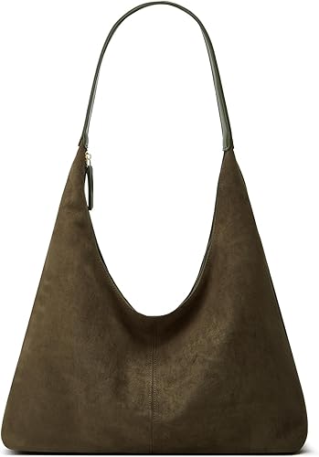 Miniatura 16 de Bolso de hombro de ante moderno para mujer, bolsa de mano, bandolera, bolso con asa superior, bolso para viajes, universidad, trabajo B Pu Beige