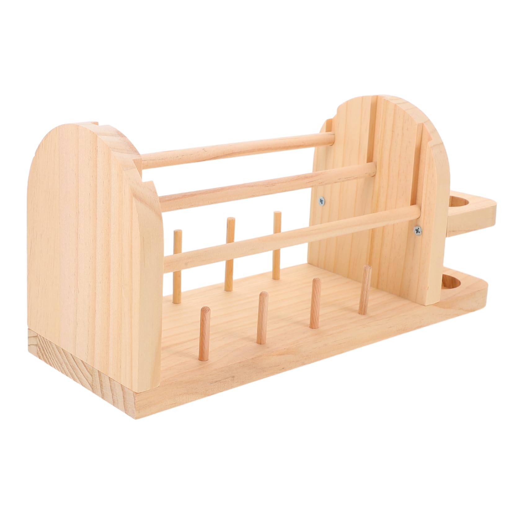 DOITOOL Estante de Hilo Portátil de Madera Dispensador de Ovillos Giratorio Doble Organizador para Ganchos de Crochet y Manualidades