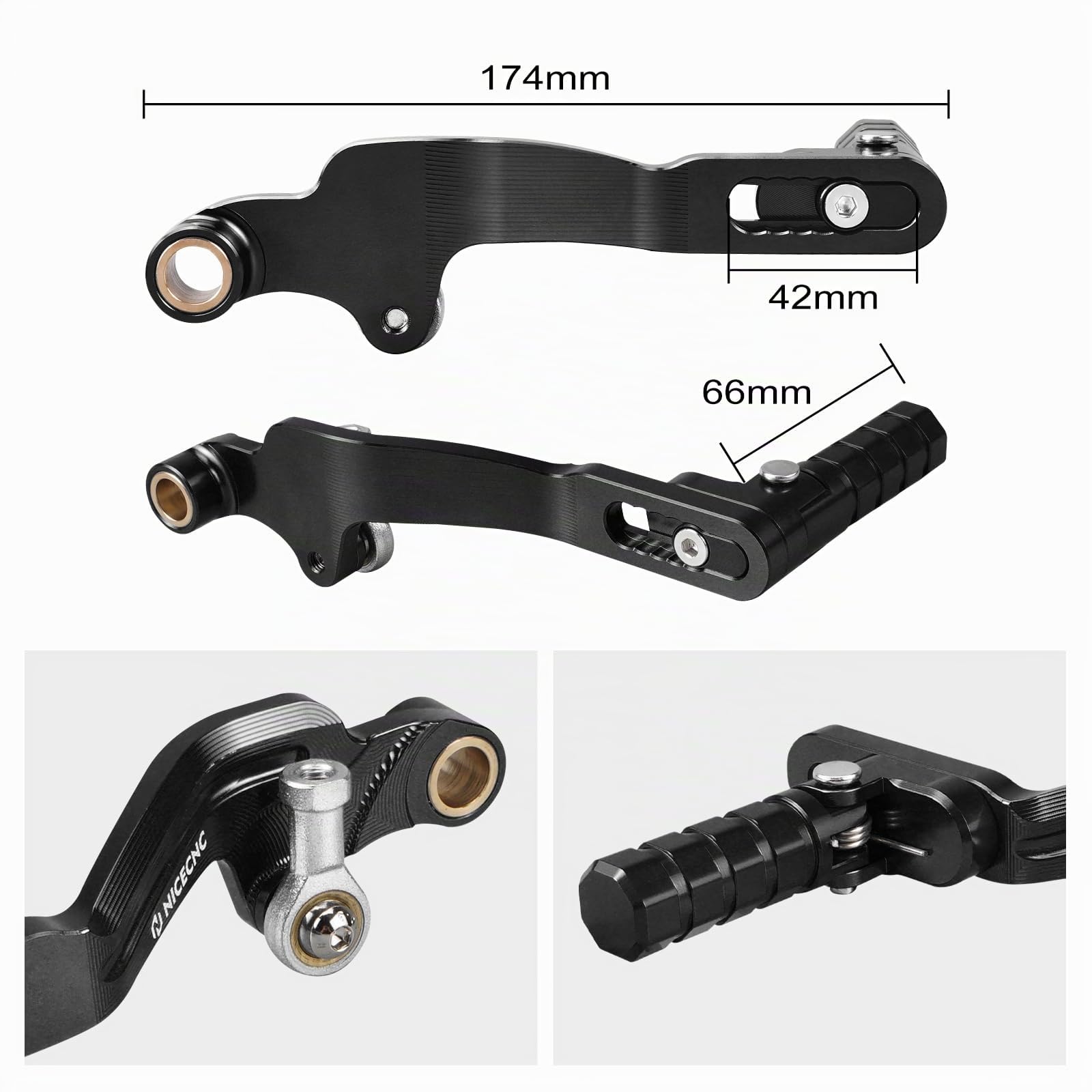 NICECNC Levier de Commande de Transmission en Aluminium Compatible avec Tenere 700/XTZ 700 2019-2024, Tenere 700 Rally Edition 2020-2024, usiné CNC, Noir