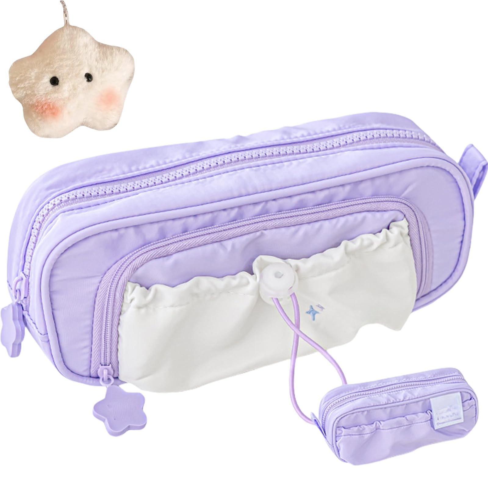 Pencil Case, Cute Kawaii Pencil Pouch,Star Series Large Capacity Drawstring Pencil Cases (Purple)