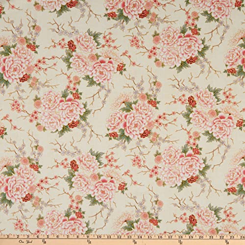 Robert Kaufman Kaufman Metallic Imperial Collection 17 Large Floral Fabric, Ivory Yard