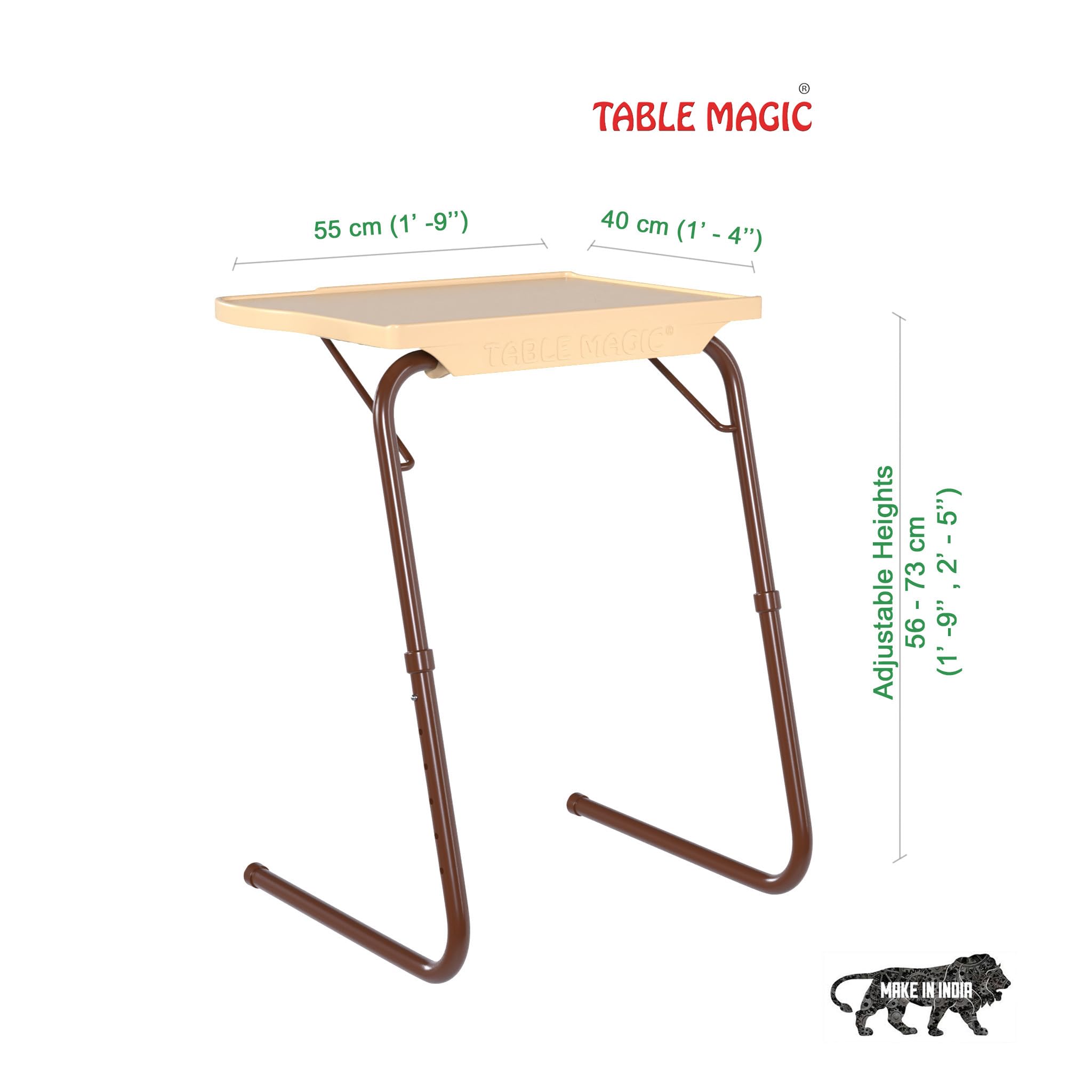 TABLE MAGIC – Multipurpose Height Adjustable Laptop Table Mat Finish, Lap Desk Work from Home & Study Desk Picnic Outdoor Tv Tray Table (Table Magic Gold Marble, Large) 1