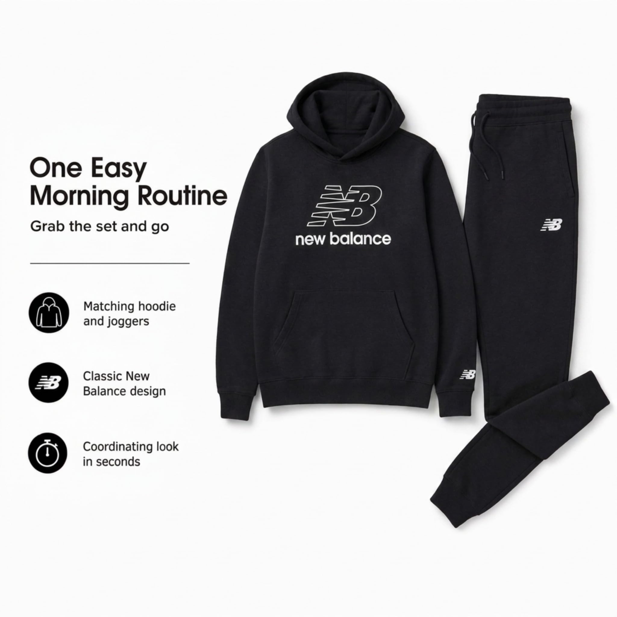 New Balance Ensemble de vêtements de sport 2 pièces pour garçons et tout-petits - Chandail à capuche en polaire douce et jogging (2T à 12)