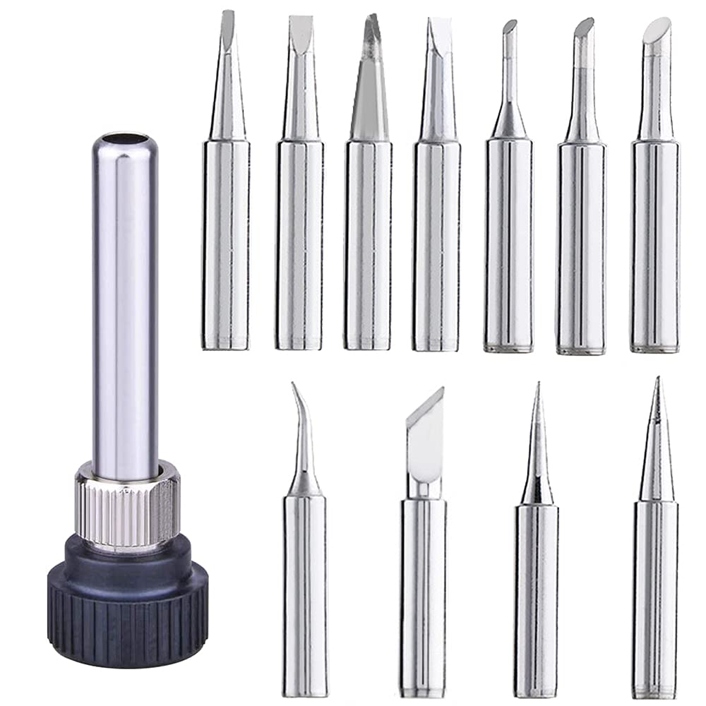 1 Set Soldering Iron Tips for Hakko, Lead-Free Solder Iron Tip, T18 Soldering Tips, Replacement Solder Iron Tips Kit, for Hakko, Tenma, Atten, Yihua Soldering Station (Silver)