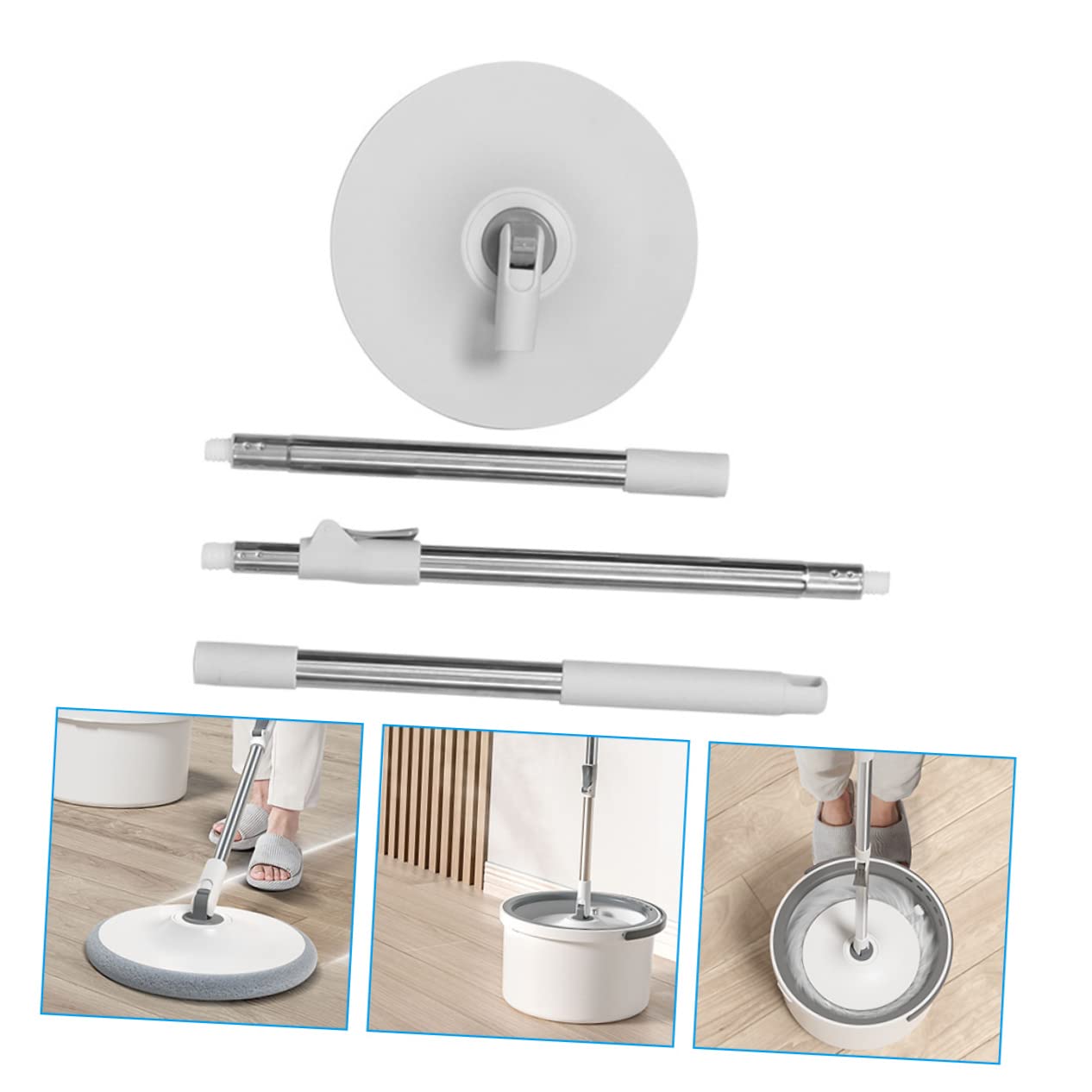 Fregona Rotativa Cabezal Giratorio Trapeador para Pisos y Azulejos Mango