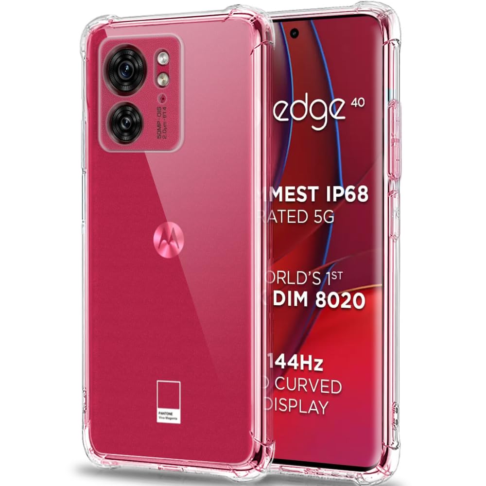 TheGiftKart Shockproof Back Cover Case for Motorola Moto Edge 40 5G | Raised Bumps for Camera & Screen Protection | Ultra Clear Soft Silicone Back Cover Case for Motorola Edge 40 (TPU, Transparent) (B0CMZKV4NJ) Amazon Price History, Amazon Price Tracker
