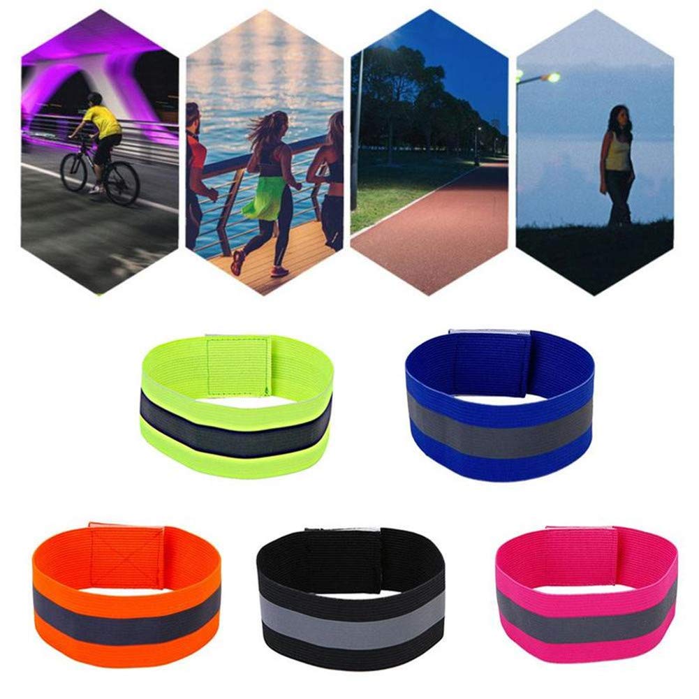 Lot De 10 Brassards Réfléchissants élastiques – Vert, 36x3 Cm, Pour Course, Vélo, Sports De Nuit, Haute Visibilité