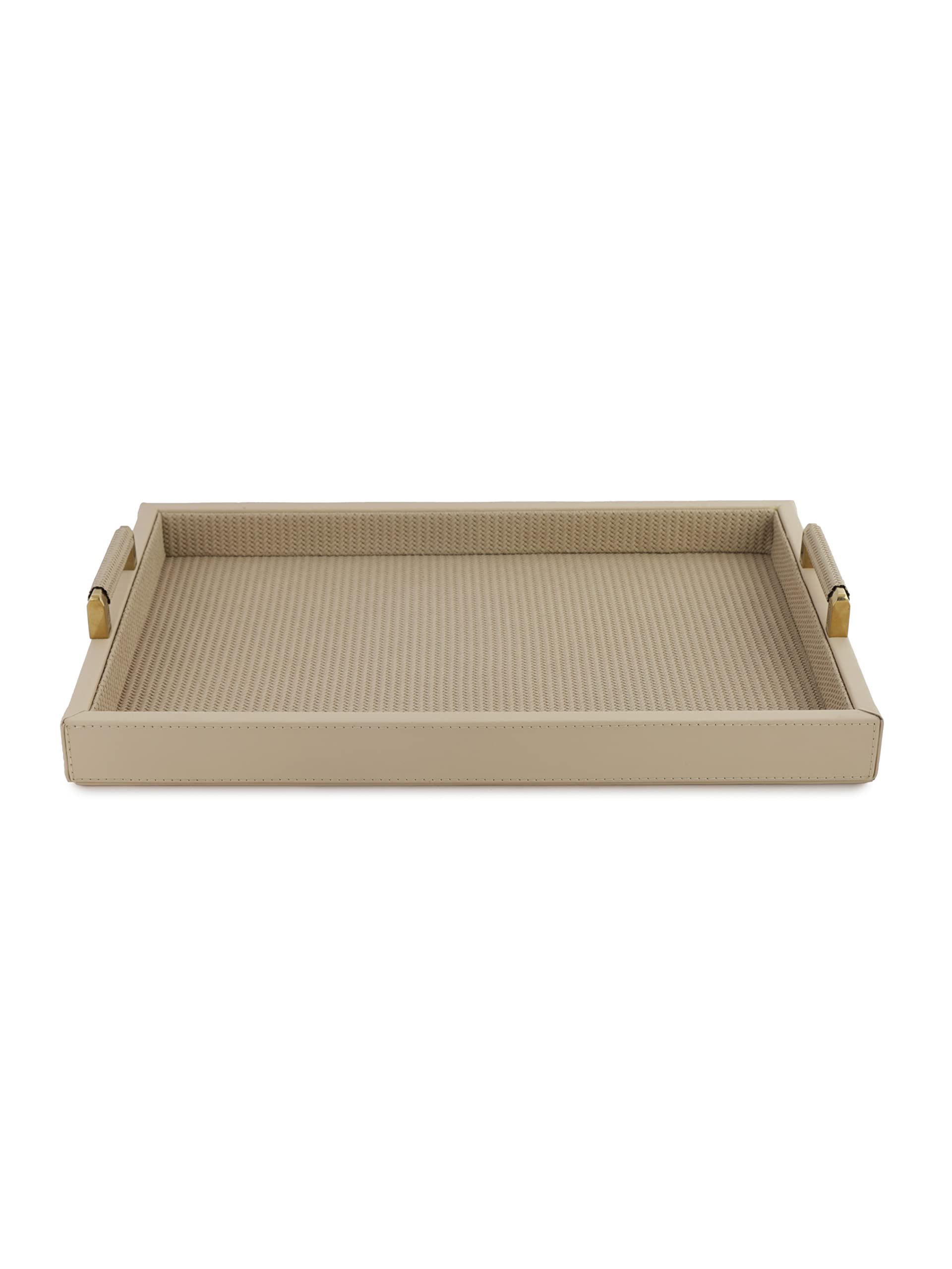 Nadora Braided Tray - Medium - Beige | Modern Grey Braided Serving Tray | Stylish | Functional | Made in India