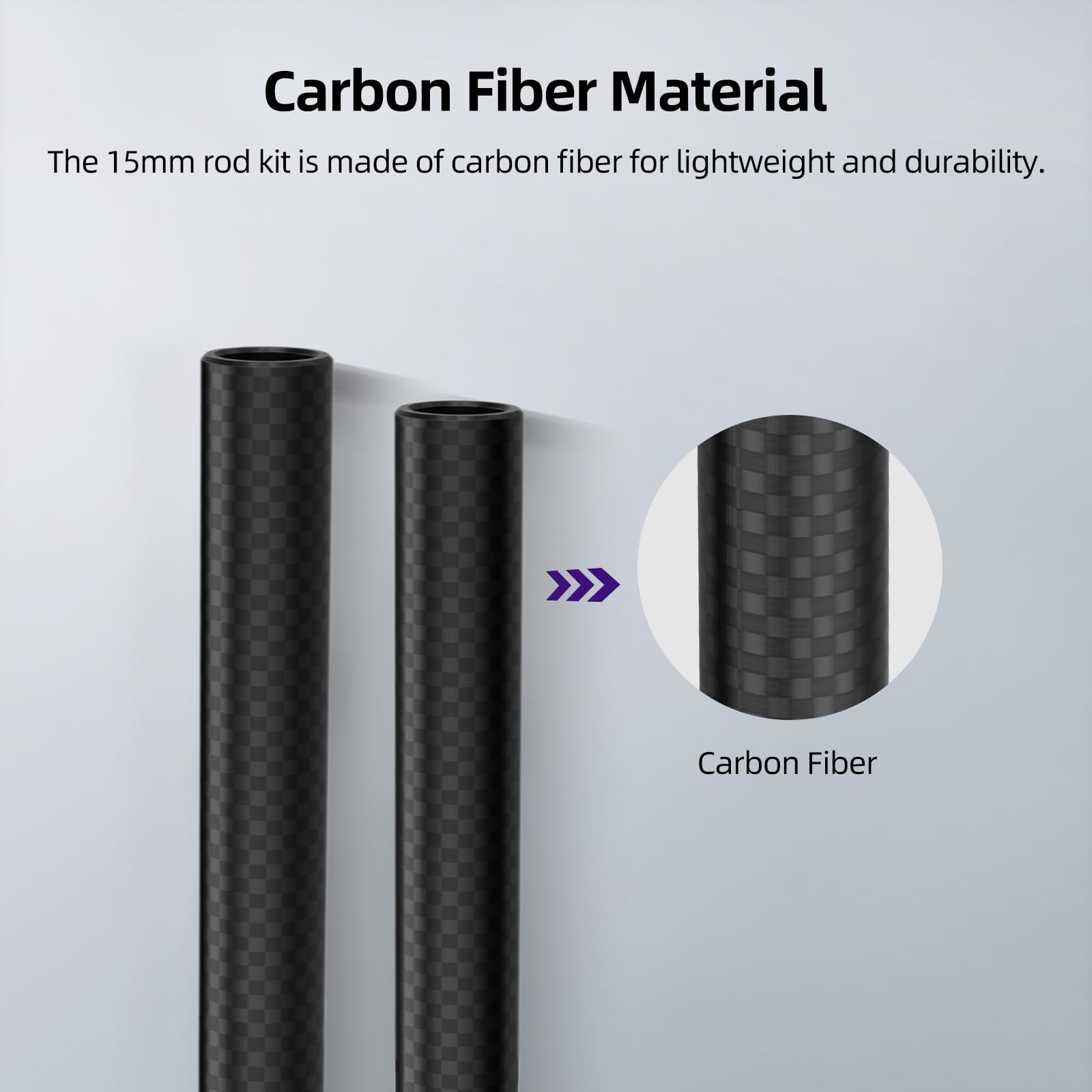 Nitze 15mm Carbon Fiber Rods, Stange 40 cm Länge, 15mm Kamera Kohlefaser Stange mit M11 Innengewinde für 15 mm Schulterstützsystem, Matte Box, Kamera DSLR Schulter Rig (2 Stück) - RCF15-400