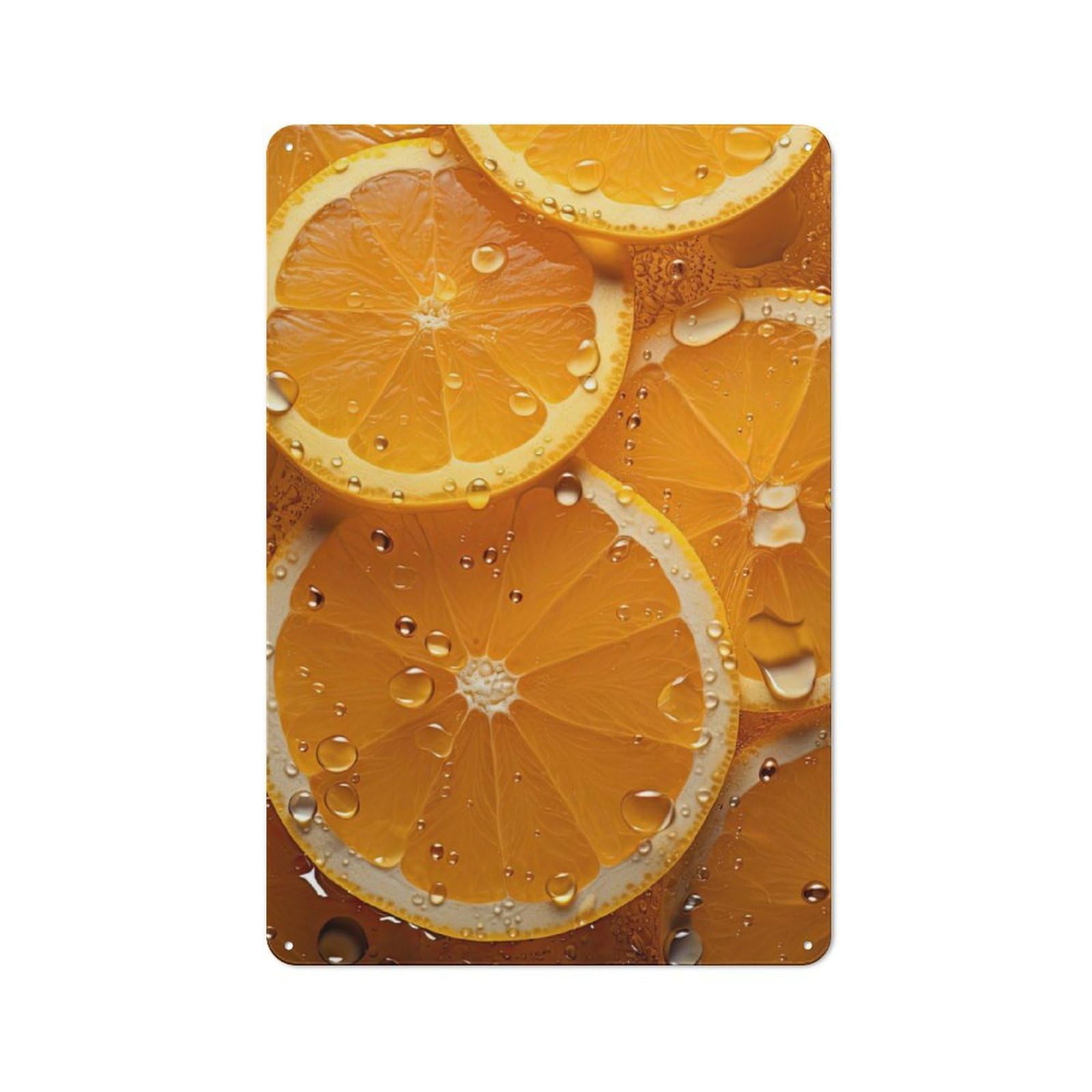 Tin Wall Plaque 30x20cm with Orange for Pub Or Café, for Hospitality Wall Decor Collectors