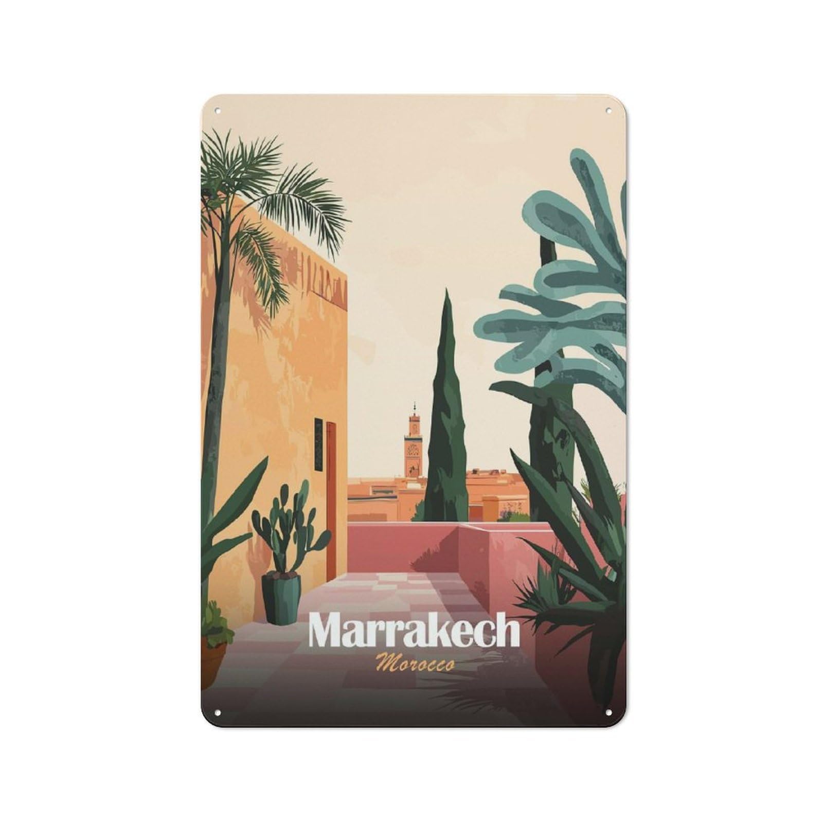 Junmoney Style-6 Marrakech Cityscape Vintage Tin Sign 30X20cm For Studio Or Craft Room, Suited To Creative-Space Collectors