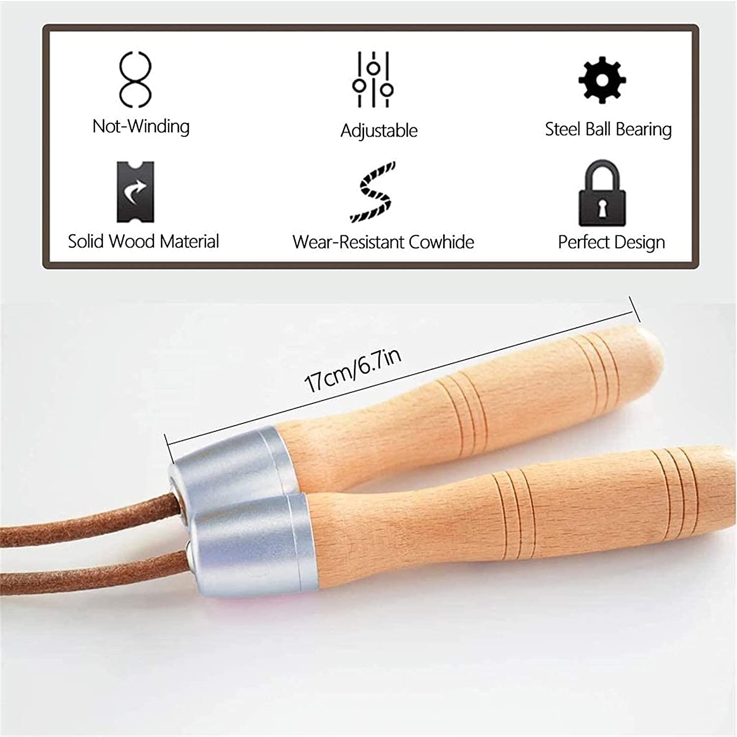 Leder Jump Seil Verstellbares Springseil for Geschwindigkeit Ruhiges Training Cardio Crossfit Fitness-Training Indoor und Außerhalbung for Anfänger Kinder Männer und Frauen