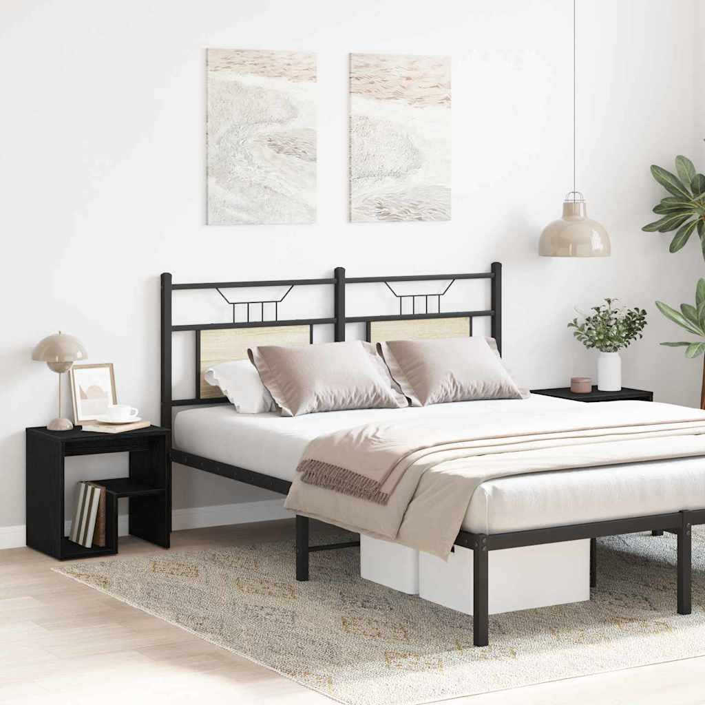 Juego de 2 mesitas de noche en imitación de roble negro, 40 x 30 x 40 cm, de madera con diseño rústico y práctico espacio de almacenamiento para dormitorio