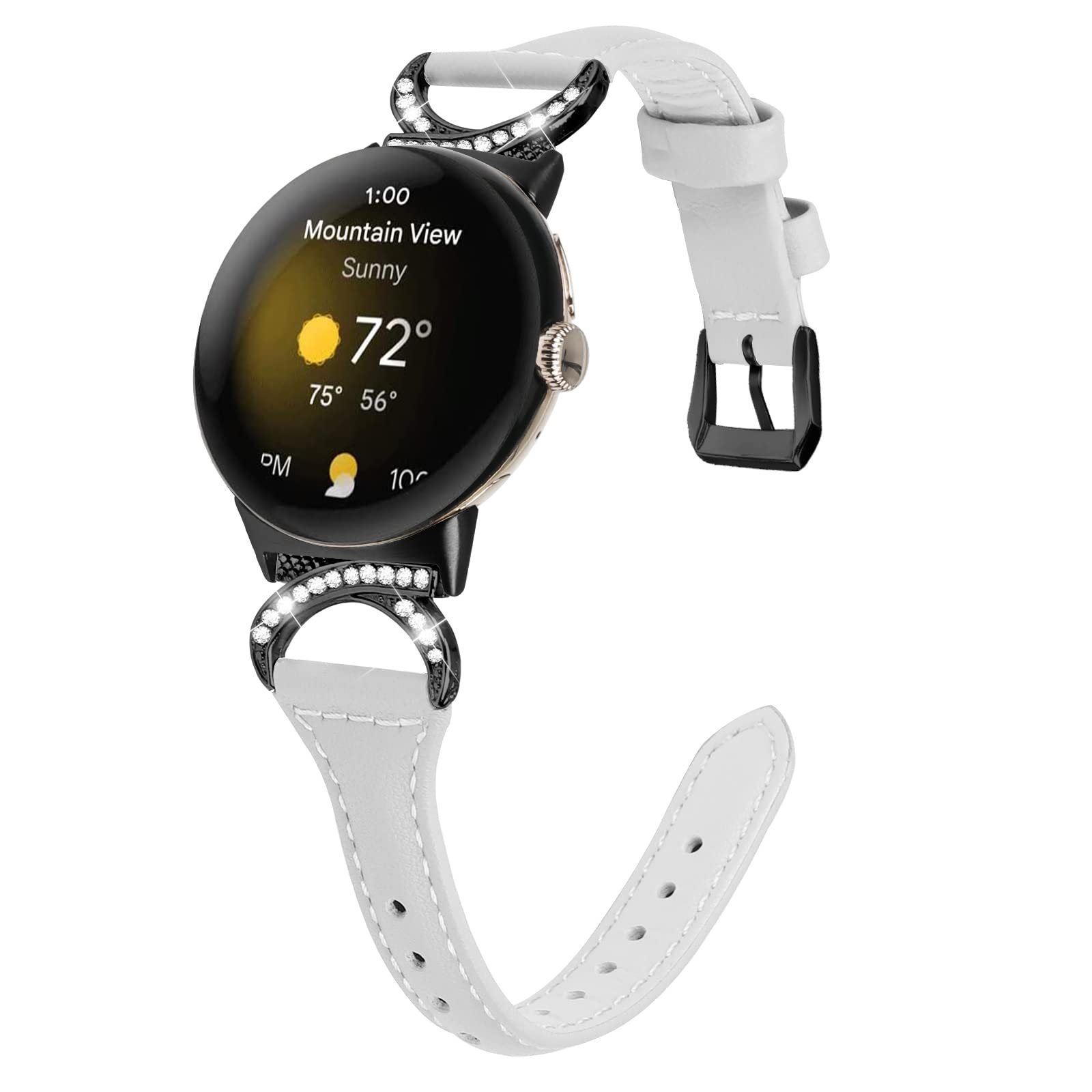 leather bands fit for google pixel watch for women men, feminine leather& metal replacement watch bands wristbands bracelet accessory straps for google pixel watch smartwatch