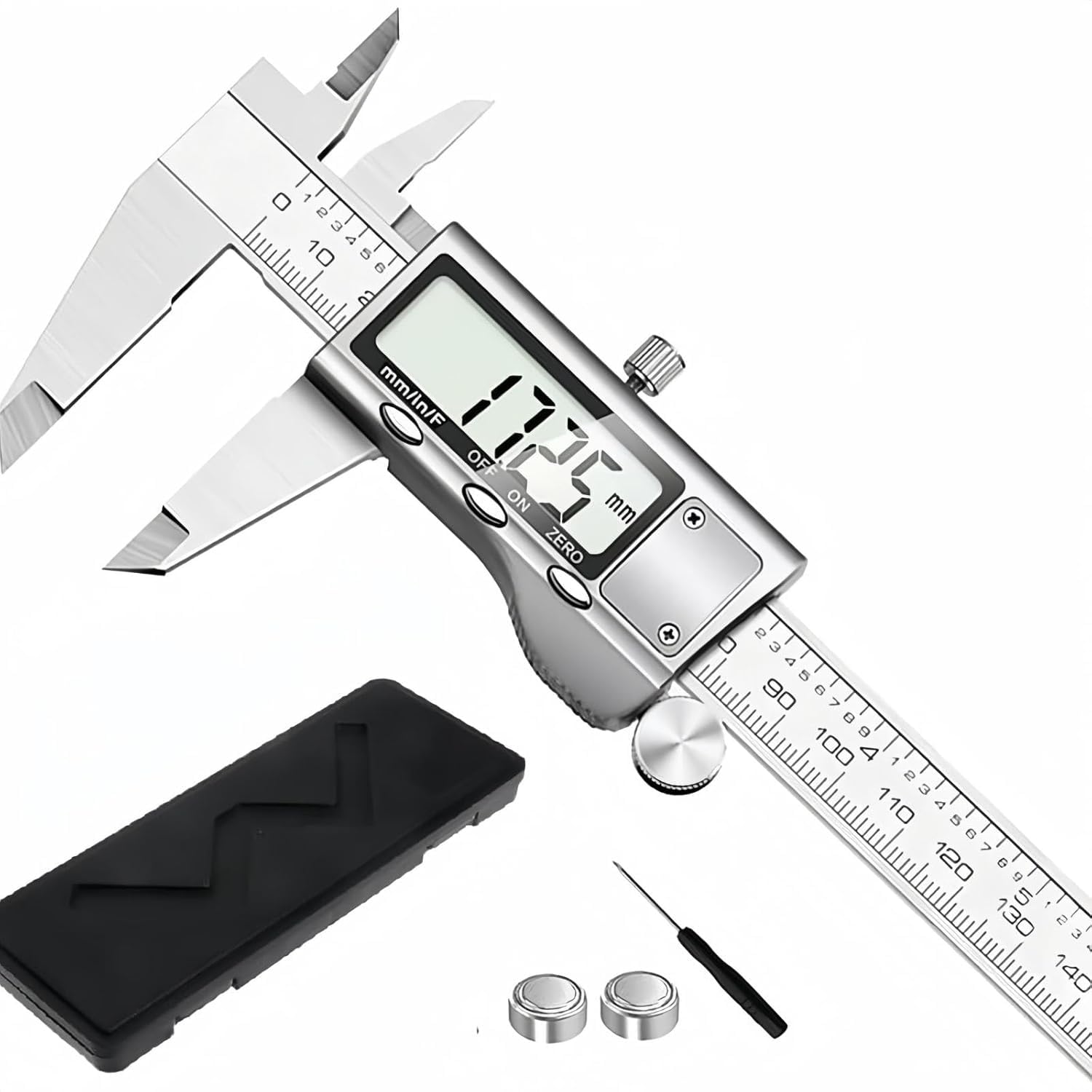 Djv Creation Digital Caliper Measuring Tool, Stainless Steel Caliper Digital Micrometer with Large LCD Screen, 6 Inch Caliper Tool for DIY/Household (Steel Digital Caliper)