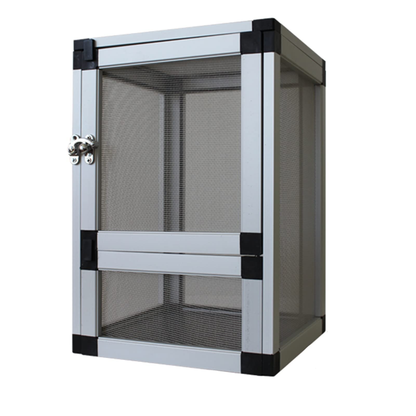 Caja de Jaula de cría de Reptiles, contenedores de Marco de Aluminio de terrario acrílico para Mascotas camaleón araña Lagarto Rana escorpión (Plata 20x20x30cm)