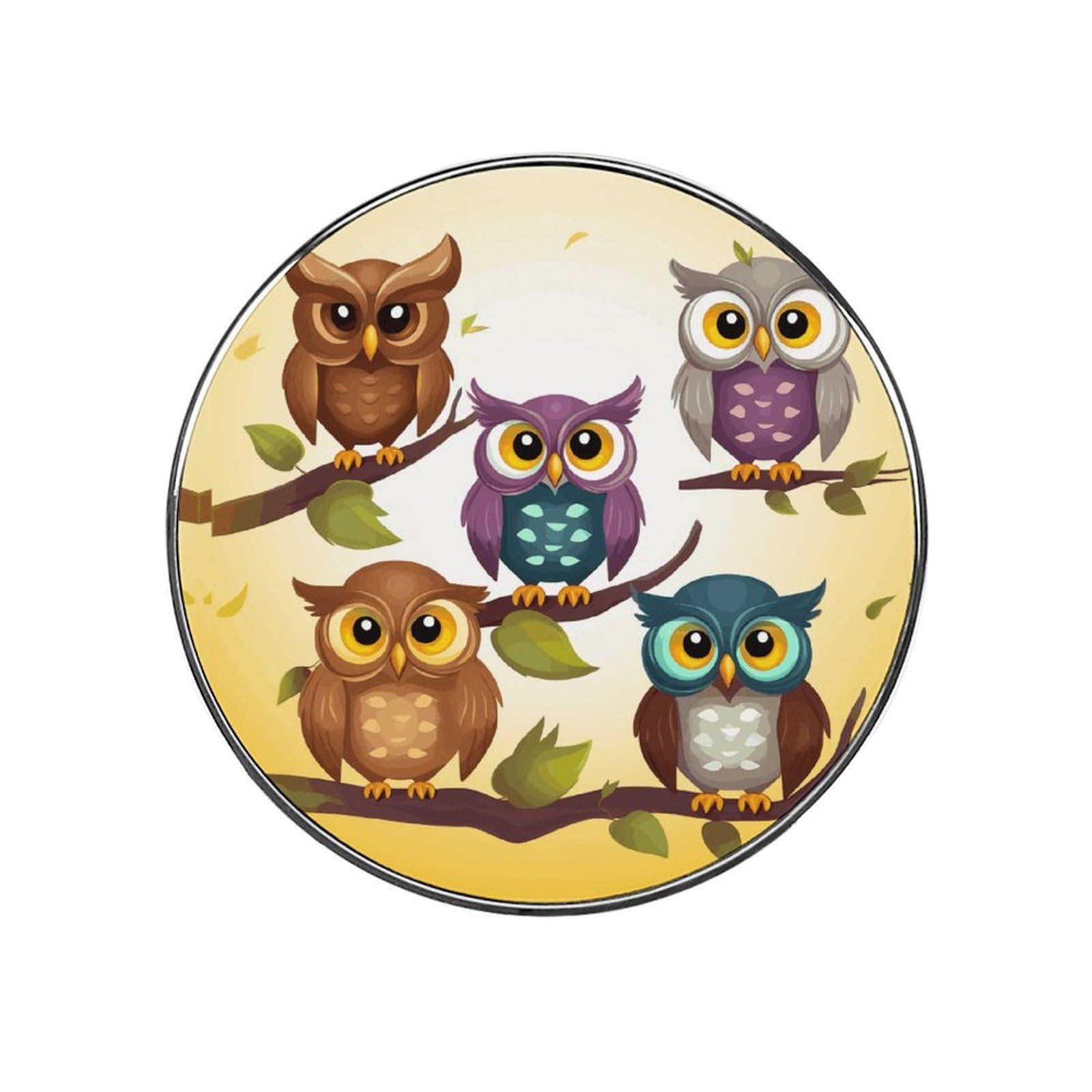 Owls Birds Customizable Refrigerator Magnets, Strong Magnetic Fridge Stickers, Funny Round Decorative Fridge Magnets for Home Kitchen, Whiteboard, Locker, and Office