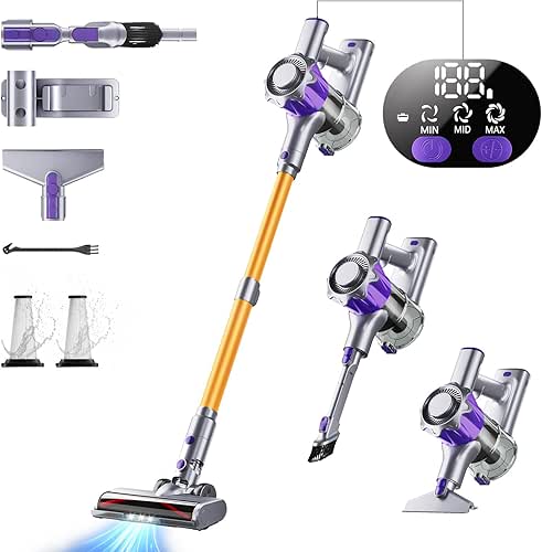 Cordless Vacuum Cleaner, 450W 40Kpa Powerful Stick Vacuum, Up to