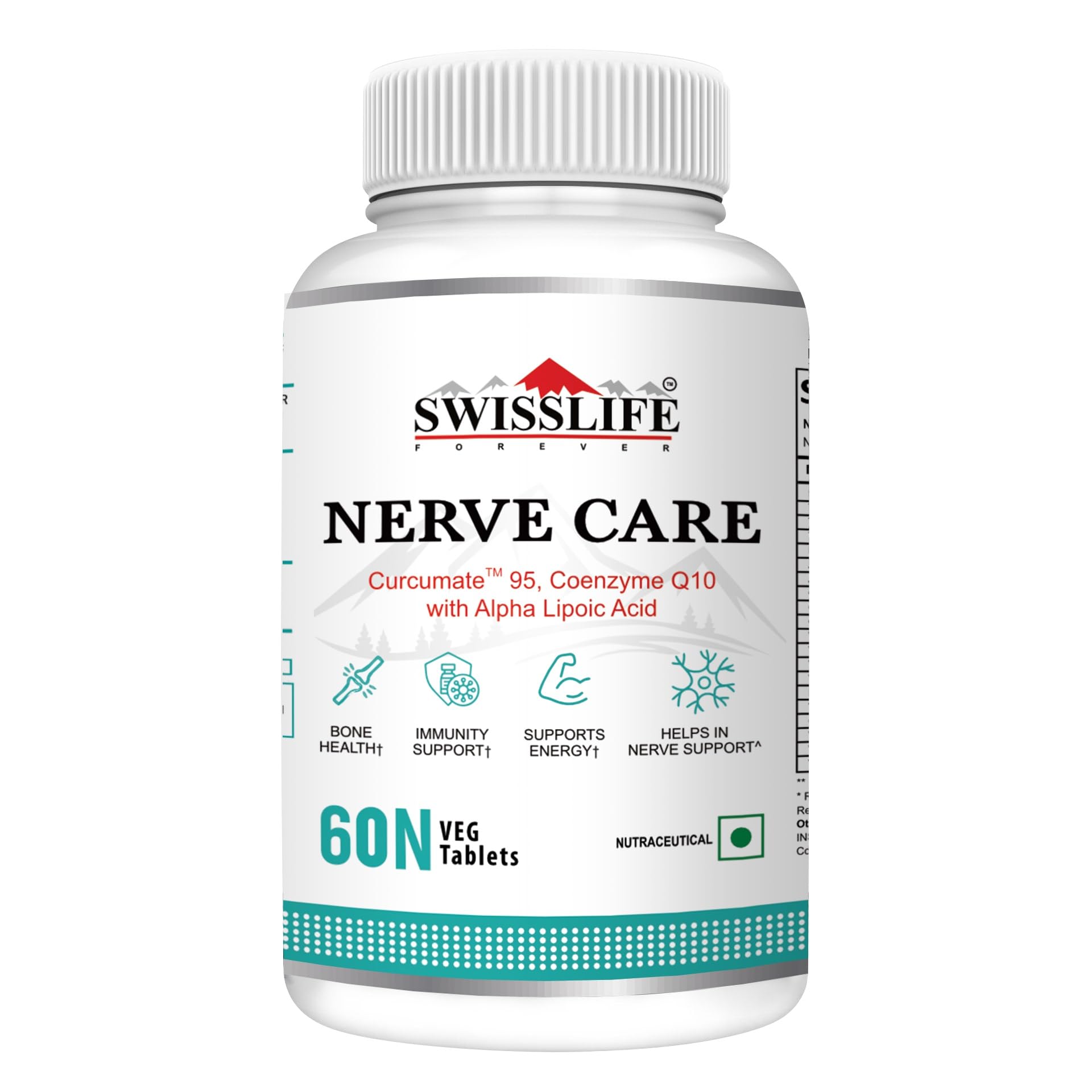 SWISSLIFE FOREVER Nerve Care Tablets (60 Tablets) | Multivitamins | Coenzyme Q10 with Alpha Lipoic Acid Help in Nerve Pain, Eye, Skin | Overall Health for Men & Women (B0CW33DK4S) Amazon Price History, Amazon Price Tracker